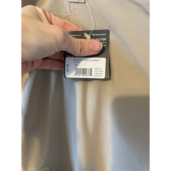 Eddie Bauer Lightweight Hiking Cargo Fast Dry Pants Khaki Tan Size 18 NEW - Picture 7 of 9